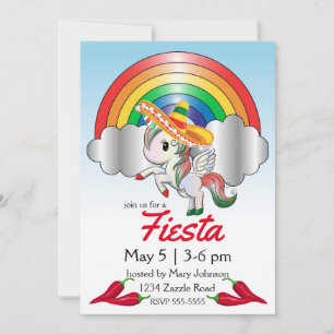 Invitación Cinco de Mayo Unicornio Pegasus