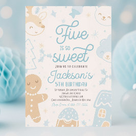 Invitación Cinco es tan dulce Navidades Cookie Birthday Par