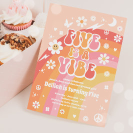 Invitación Cinco es un arcoiris hippie violento cinco cumplea