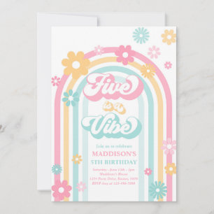 Invitación Cinco es un arcoiris violento cinco cumpleaños