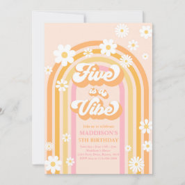 Invitación Cinco es un arcoiris violento cinco cumpleaños