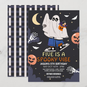 Invitación Cinco es un disfraz de Halloween para los Fantasma
