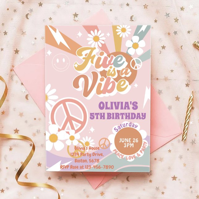 Invitación Cinco es un fiesta de amor de Vibe Peach de quinto (Subido por el creador)