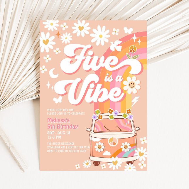 Invitación Cinco es una chica con estilo rosa melocotón diver (Subido por el creador)