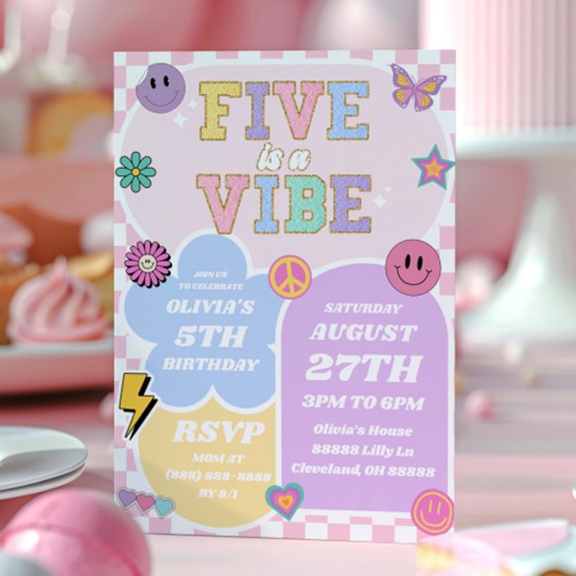 Invitación Cinco es una fiesta de cumpleaños de Vibe Preppy P (Subido por el creador)