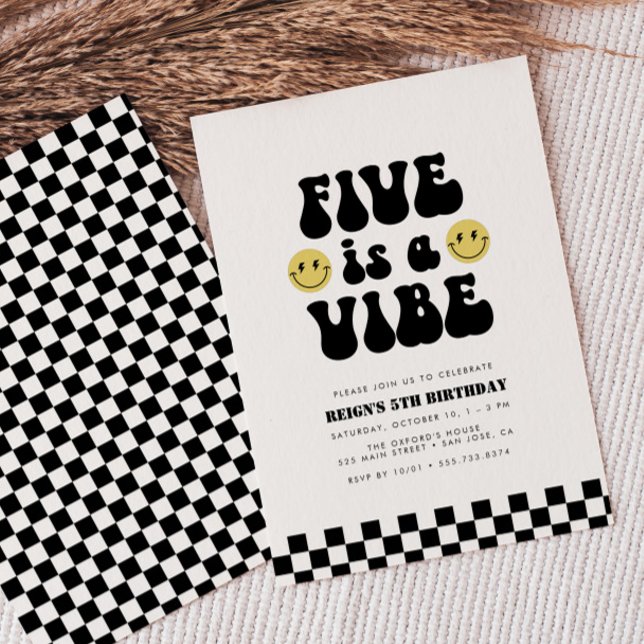 Invitación Cinco es Vibe | Niños con cara feliz quinto cumple (Subido por el creador)