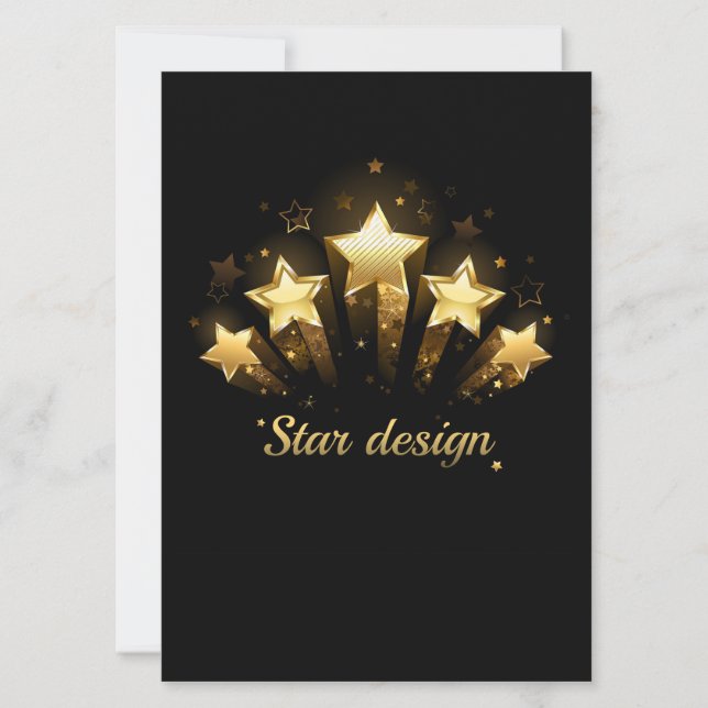 Invitación Cinco estrellas de oro sobre negro (Anverso)