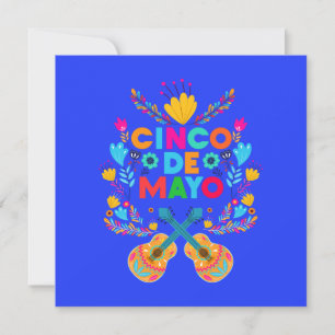 Invitación Cinco flores de mayo y guitares