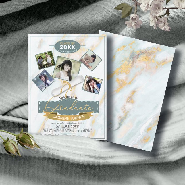 Invitación Cinco fotos del graduado de mármol ID892 (Subido por el creador)
