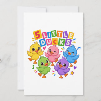 Invitación Cinco patitos bailando coloridos