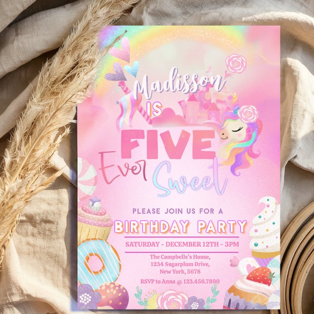 Invitación cinco siempre Cumpleaños niña 5  (Subido por el creador)