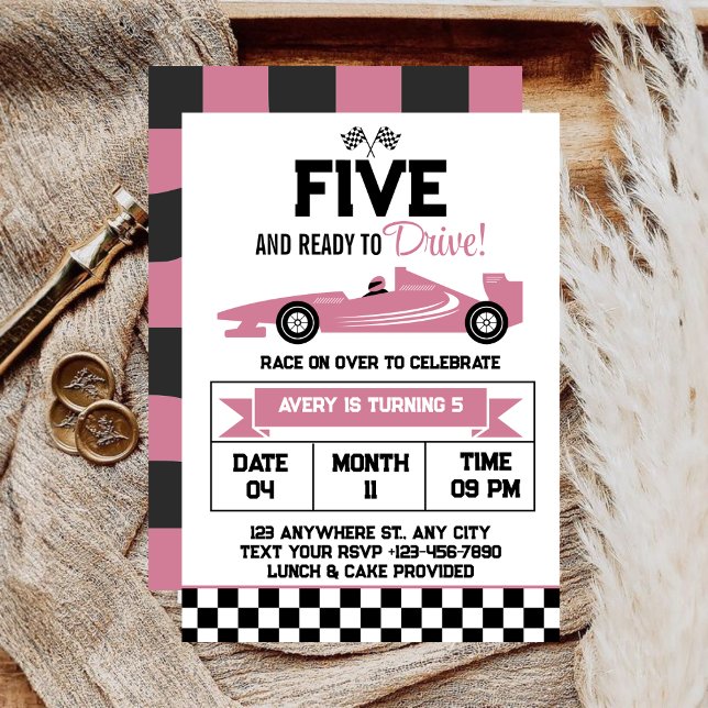 Invitación Cinco Y Listo Para Conducir La Fiesta De Cumpleaño (Subido por el creador)