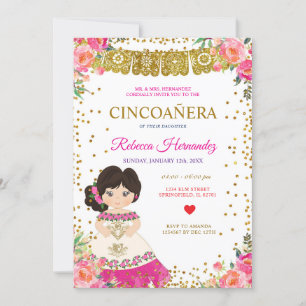 Invitación CINCOAÑERA Real Rosa Mexicana