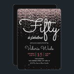 Invitación Cincuenta años es una fabulosa fiesta de cumpleaño<br><div class="desc">Elegante purpurina rosa cincuenta es fabulosas invitaciones para fiestas de cumpleaños. Se puede ajustar el texto,  así como los colores de fuente y el color de fondo. Invitaciones a la fiesta de cumpleaños número 50 para adultos. Falsos elementos purpurinas.</div>