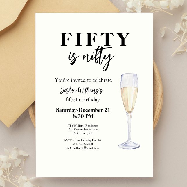 Invitación Cincuenta Es Divertido Funny Elegante Simple 50 Cu (Subido por el creador)