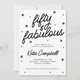 Invitación Cincuenta Fabuloso Script Cumpleaños 50 Blanco Neg