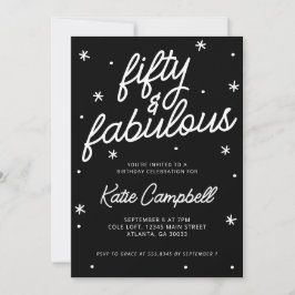 Invitación Cincuenta Fabuloso Script Cumpleaños 50 Negro Blan