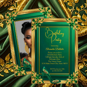 Invitación Cincuenta Fabulosos Esmeralda Verde Oro Tacón Alto