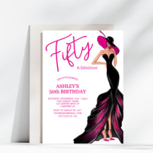 Invitación Cincuenta fabulosos vestidos rosados 50 cumpleaños