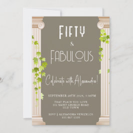 Invitación Cincuenta Fabulous Elegante Tema Griego Cumpleaños