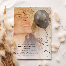 Invitación Cincuenta globos de cuerda | Foto cumpleaños 50