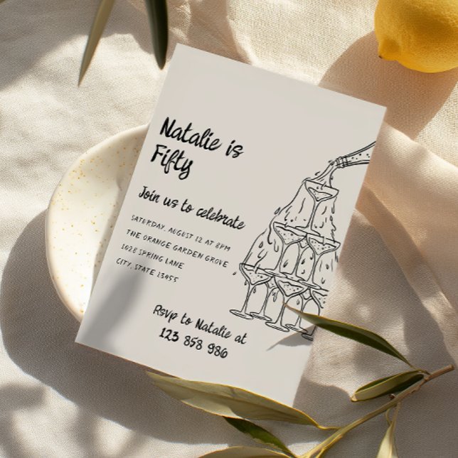 Invitación Cincuenta ilustradas Torre de Champagne 50 cumplea (Subido por el creador)