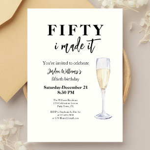 Invitación Cincuenta Lo Hice Funny Elegant Simple 50 cumpleañ