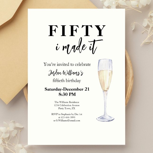 Invitación Cincuenta Lo Hice Funny Elegant Simple 50 cumpleañ (Subido por el creador)