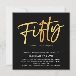 Invitación Cincuenta Moda clásica Oro Negro 50 cumpleaños