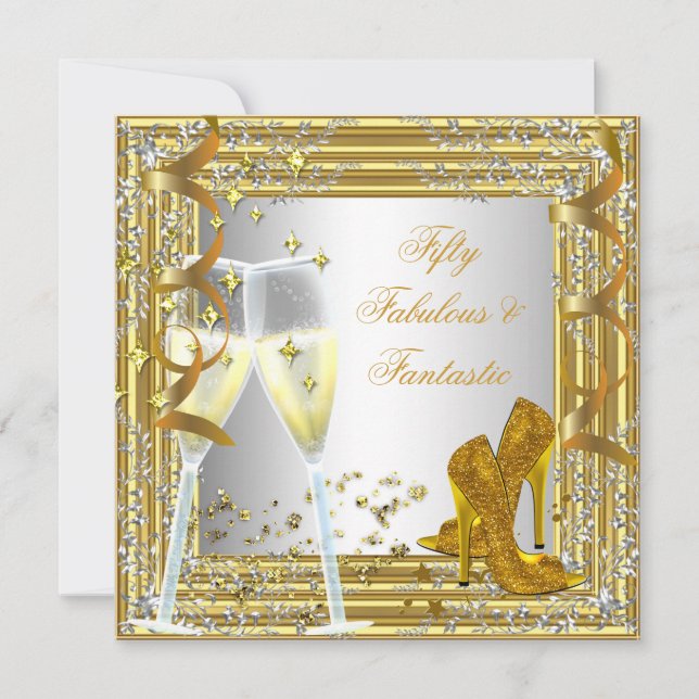 Invitación Cincuenta y 50 y fantástica plata de oro (Anverso)