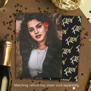 Invitación Cincuenta y cincuenta años foto fondo de oro negro