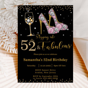 Invitación Cincuenta Y Dos Fabulosos Talones Altos Bubbly 52n