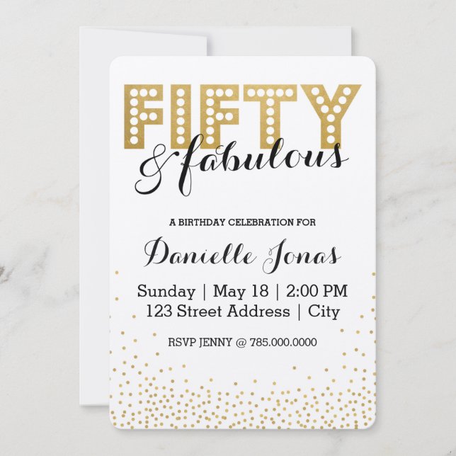 Invitación Cincuenta y fabuloso (Anverso)