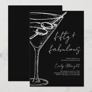 Invitación Cincuenta y Fabuloso Arte de Línea de Martini de E