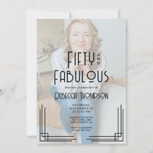 Invitación Cincuenta y Fabuloso Arte Foto Deco 50 Cumpleaños
