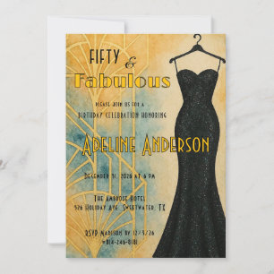 Invitación Cincuenta y Fabuloso Black Gold Art Deco 50º