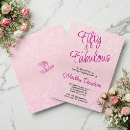 Invitación Cincuenta y fabuloso brillo rosa elegante