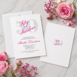 Invitación Cincuenta y fabuloso celebración de glamour rosa