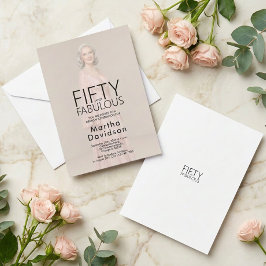Invitación Cincuenta y Fabuloso Chic Foto Cumpleaños Glam