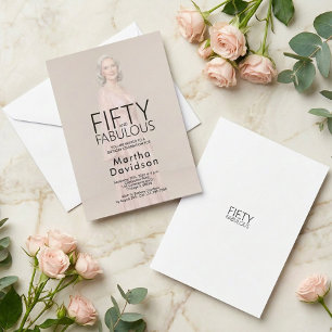 Invitación Cincuenta y Fabuloso Chic Foto Cumpleaños Glam