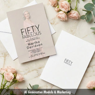 Invitación Cincuenta y Fabuloso Chic Foto Cumpleaños Glam