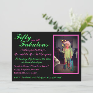 Invitación Cincuenta y fabuloso cumpleaños 50, colorido y div
