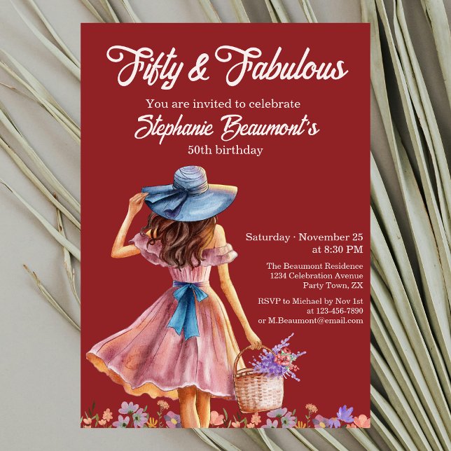 Invitación Cincuenta y fabuloso cumpleaños 50 de una mujer el (Subido por el creador)