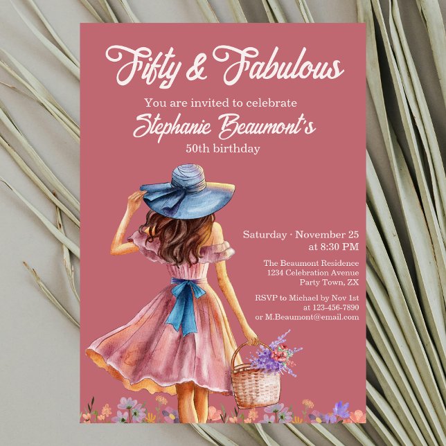 Invitación Cincuenta y fabuloso cumpleaños 50 de una mujer el (Subido por el creador)