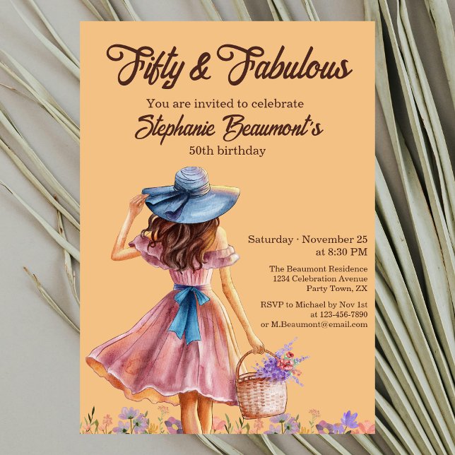 Invitación Cincuenta y fabuloso cumpleaños 50 de una mujer el (Subido por el creador)