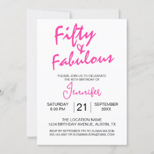 Invitación Cincuenta y fabuloso cumpleaños 50 del Rosado