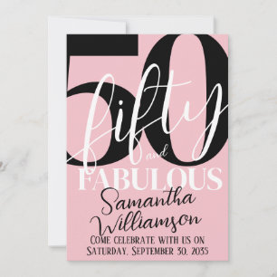 Invitación Cincuenta y Fabuloso Cumpleaños 50 Fiesta de Pink