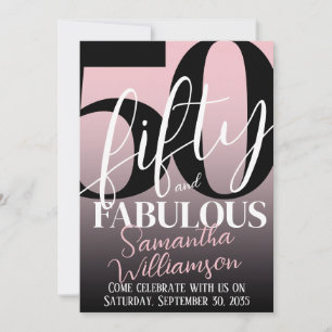 Invitación Cincuenta y Fabuloso Cumpleaños 50 Fiesta de Pink