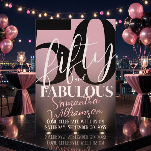 Invitación Cincuenta y Fabuloso Cumpleaños 50 Fiesta de Pink