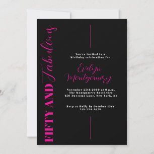 Invitación Cincuenta y Fabuloso Cumpleaños 50 Fiesta de Rosa